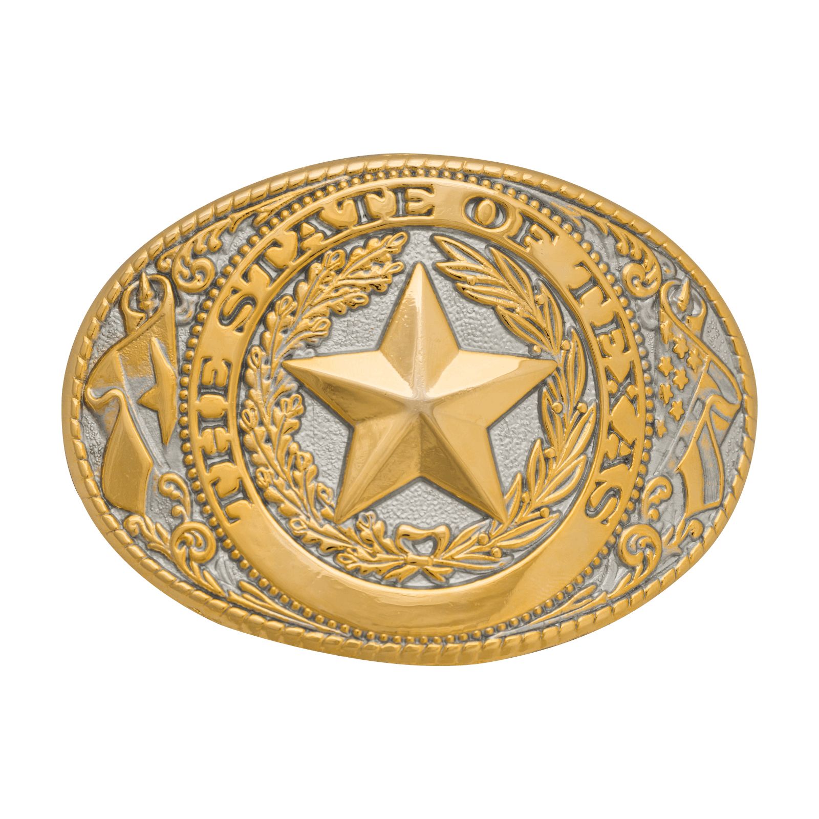 Texas State Seal Gold and Silver Tone Belt Buckle | Texas Capitol Gift Shop