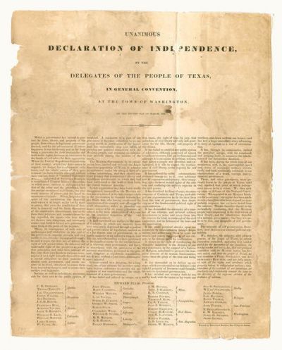 Delegates of the People of Texas Texas Declaration of Independence, March 2, 1836