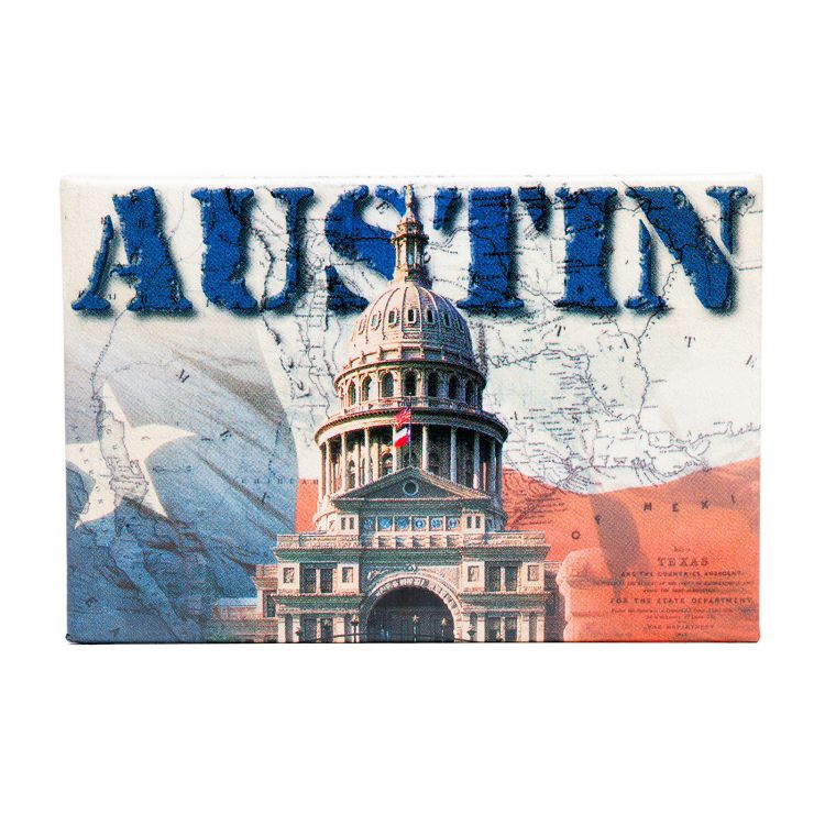 Texas State Capitol and State Flag Magnet