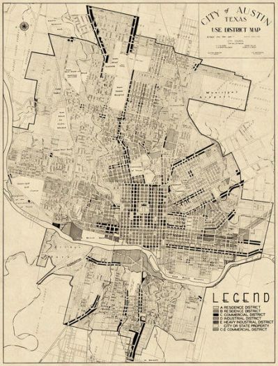 Austin Chamber of Commerce City of Austin, Texas: Use District Map, 1939