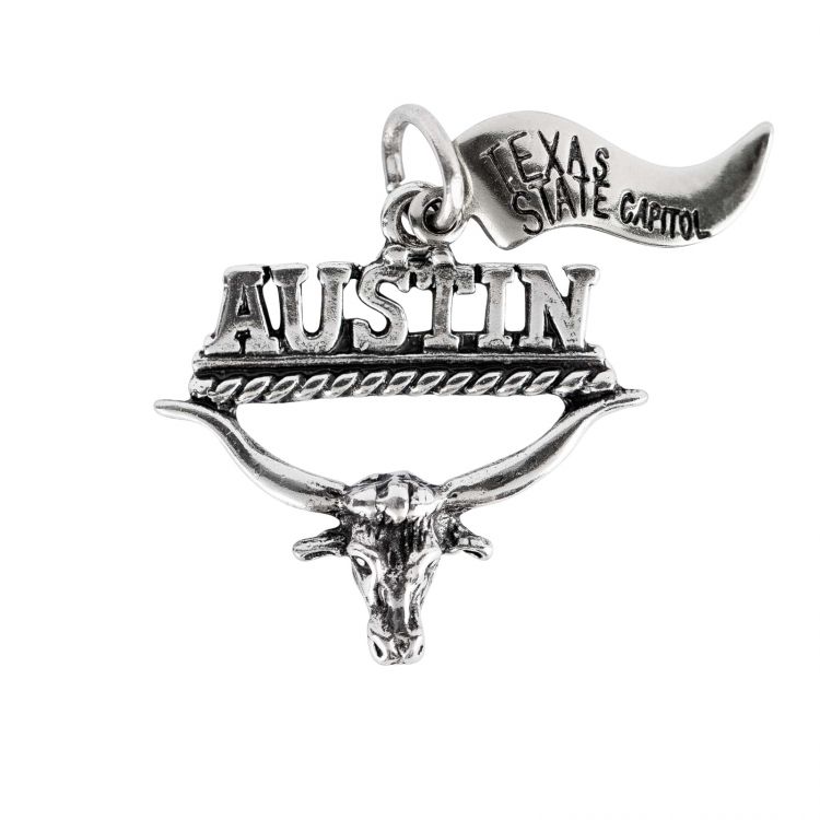 Austin Longhorn Sterling Silver Charm