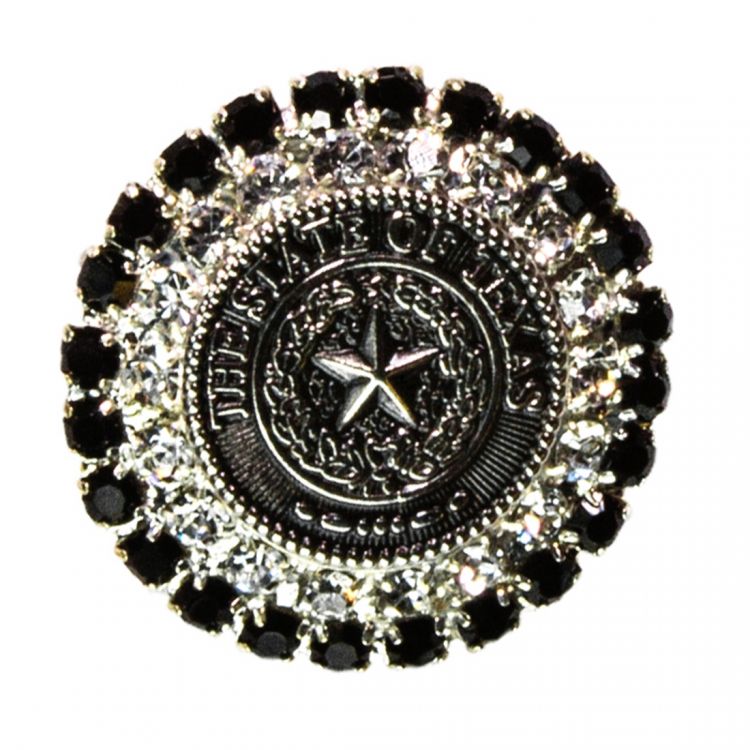 Texas State Seal Silver-Tone and Black Brooch