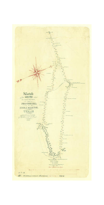 J. F. de B. Cotterell Route taken by a scouting party from Phantom Hill to Double Mountain, Texas, 1852