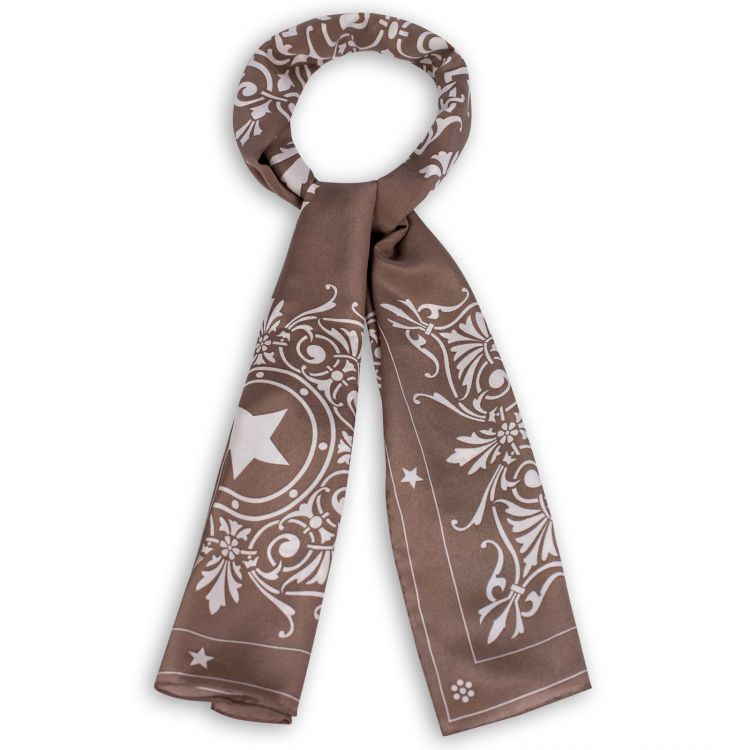 Texas State Capitol Window Silk Crepe de Chine Scarf - Taupe