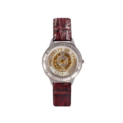 Texas State Seal Leather Watch - Large - Brown
