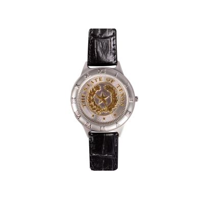 Texas State Seal Ladies Black Leather Watch - Small