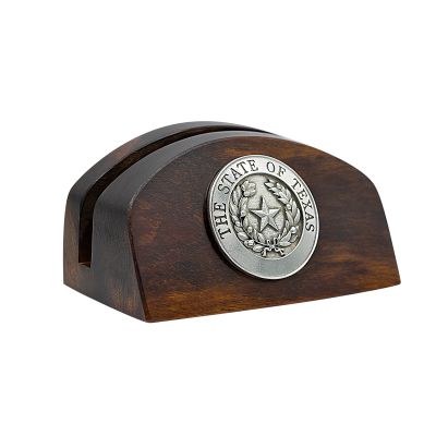 Texas State Seal Desert Wood Business Card Holder