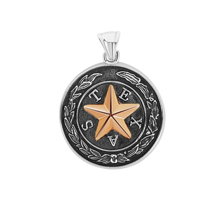 Texas State Capitol Chandelier Motif Sterling Silver Pendant - Large