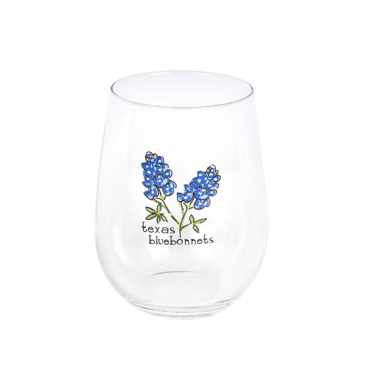 Texas Bluebonnets Stemless Wine Glass