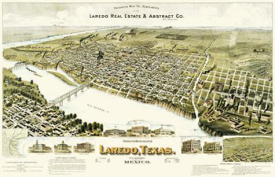 Henry Wellge Perspective Map of the City of Laredo, Texas, the Gateway to and from Mexico, 1892