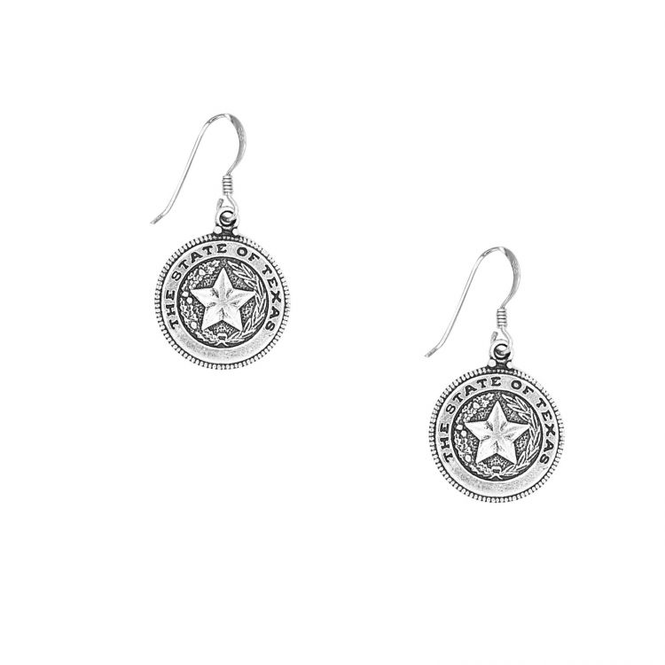 Texas State Seal Sterling Silver Dangle Earrings