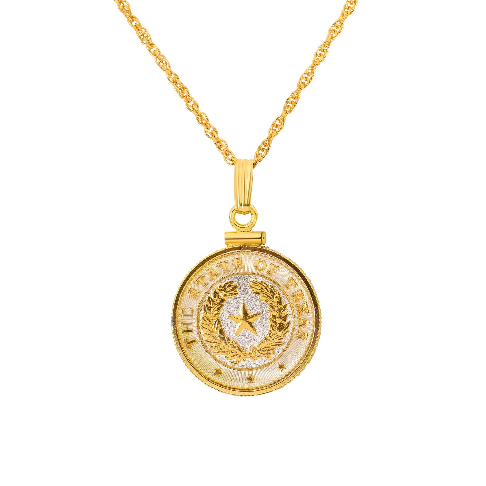 Texas State Cut-Out Coin Jewelry Necklace 