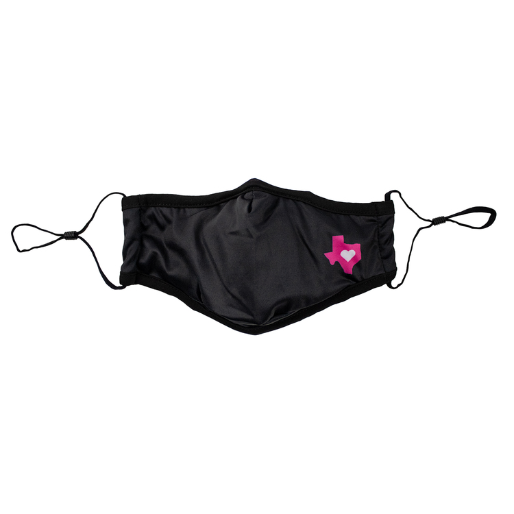 Pink Texas Map Face Mask - Black