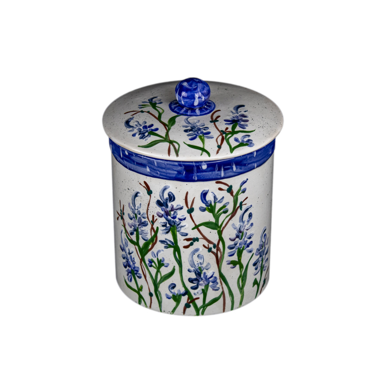 Bluebonnet Hand-Painted Ceramic Canister - Large