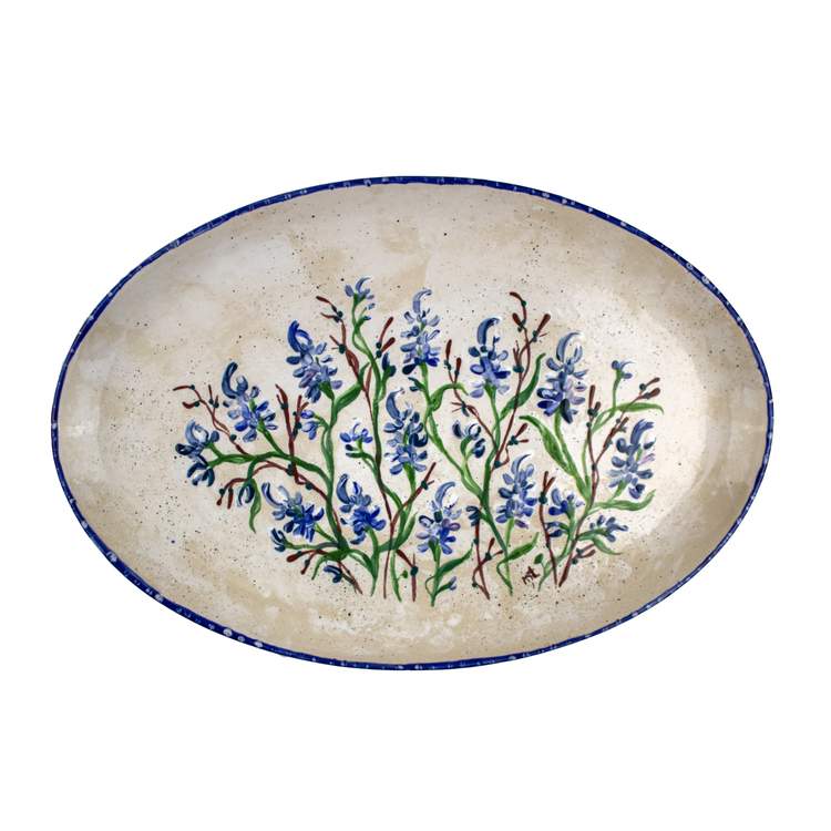 Bluebonnet Hand-Painted Oval Platter