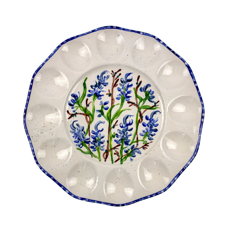 Bluebonnet Hand-Painted Ceramic Egg Tray