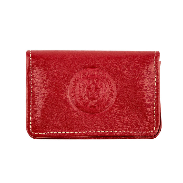 Texas State Seal Leather Business Card Case - Red