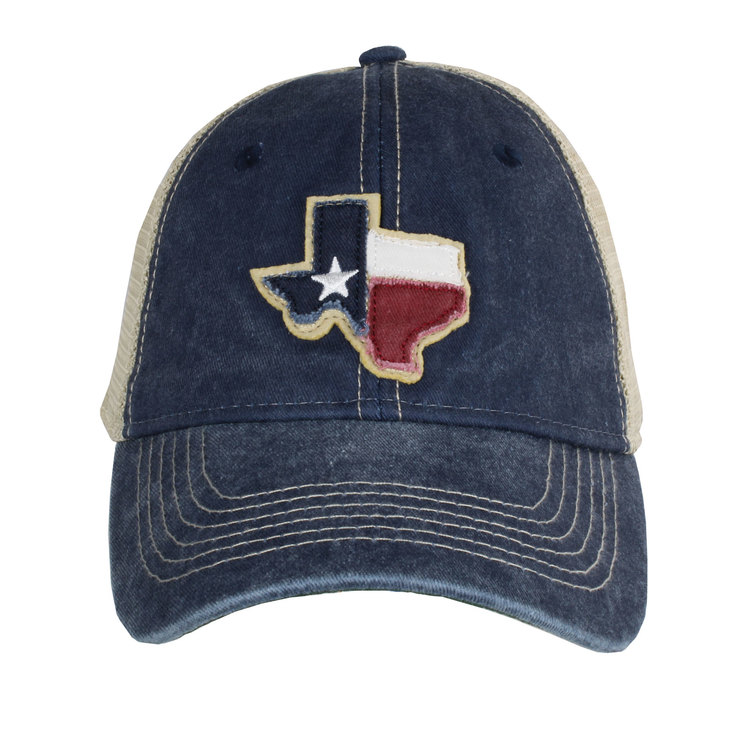 Texas Shaped Flag Patch Navy Trucker Hat