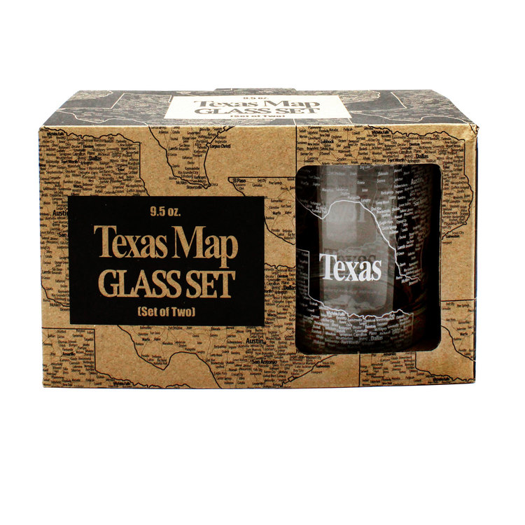 Texas Map Glass Set of 2