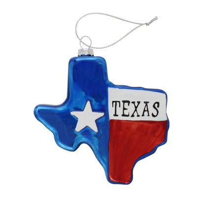 Texas Shaped Glass Ornament