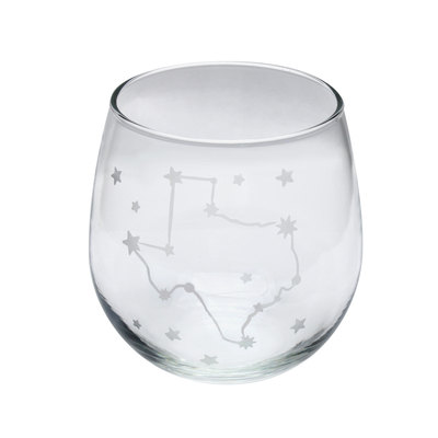 Texas Stars Constellation Etched Stemless Wine Glass