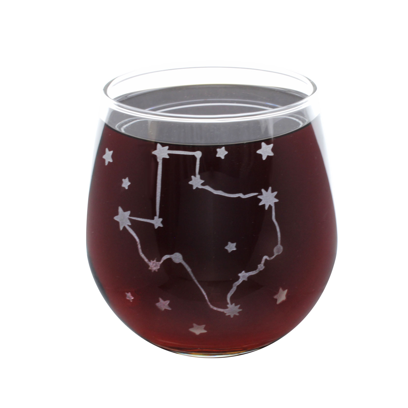 Texas Stars Constellation Etched Stemless Wine Glass