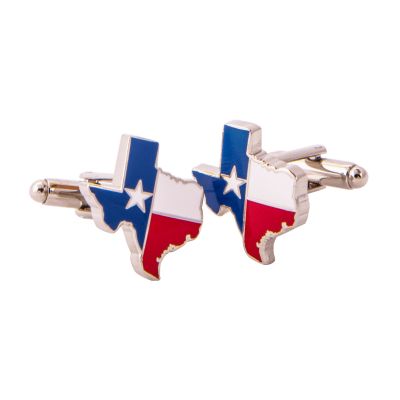 Texas Shaped State Flag Silver-Tone Cuff Links