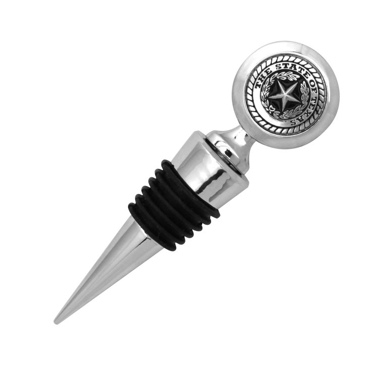 Texas State Seal Chrome Bottle Stopper