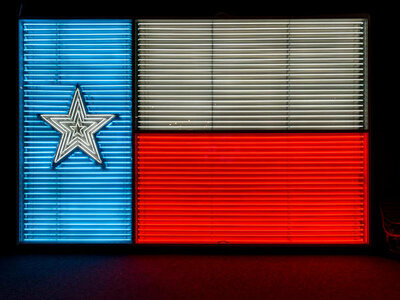 Carol Highsmith A neon Texas State Flag at the Institute of Texan Cultures, part of the University of Texas at San Antonio, 2014