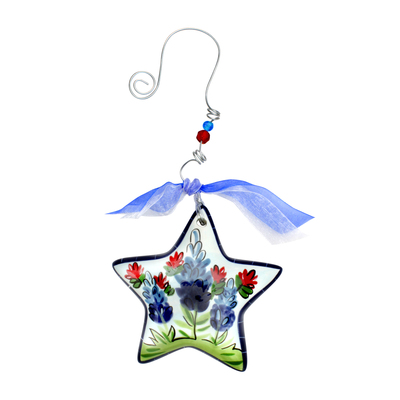 Bluebonnet and Indian Paintbrush Puff Star Ornament