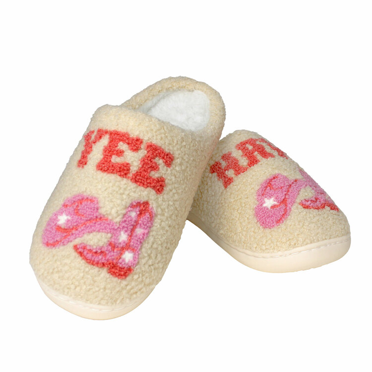 Yee Haw Fleece Slippers Medium to Large