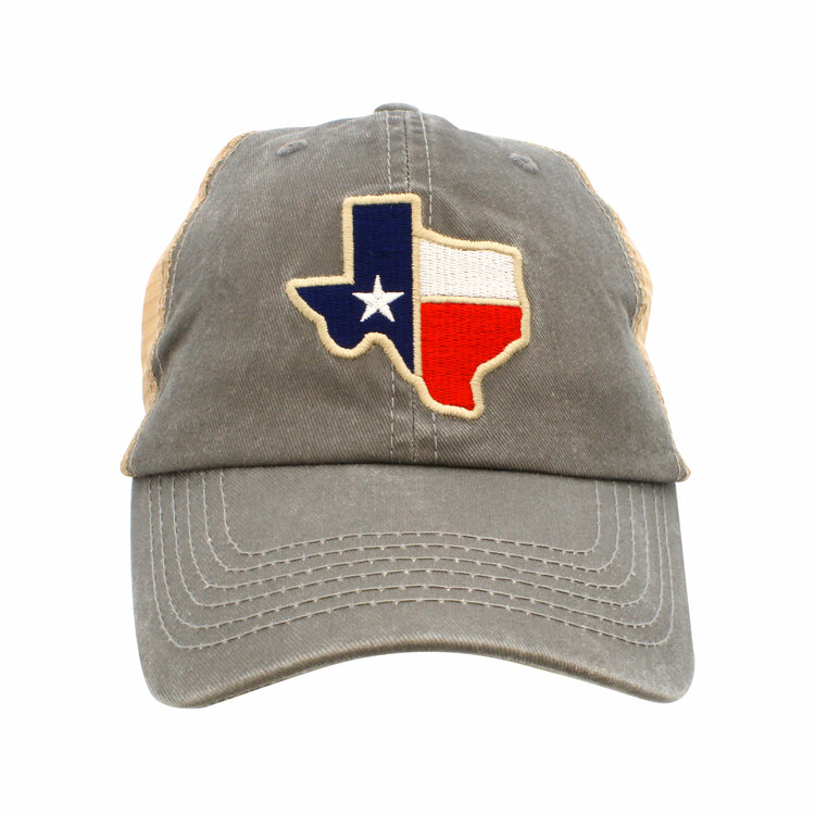 Texas Flag Shape Mesh Cap Gray