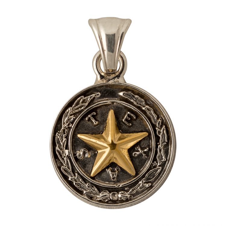 Texas State Capitol Chandelier Motif Sterling Silver Pendant - Small