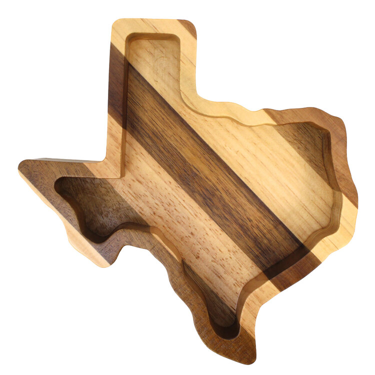 Texas Shaped Wood Trinket Dish
