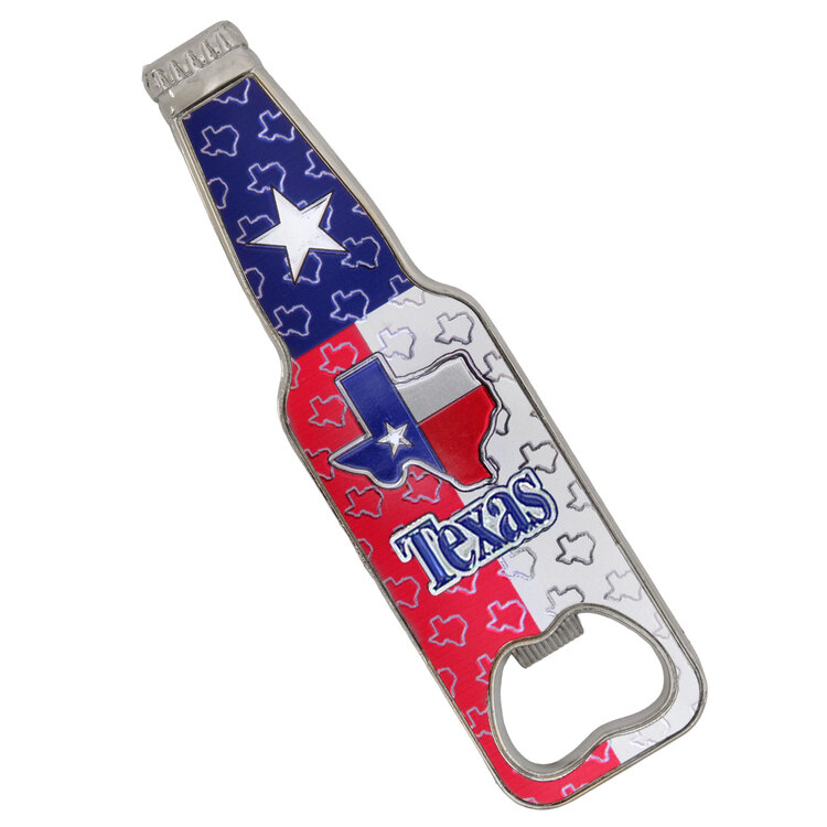 Texas State Flag Bottle Shaped Magnet Opener