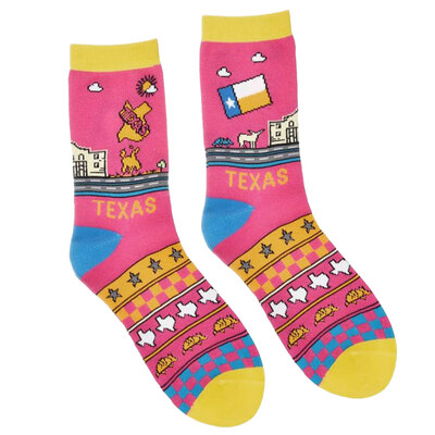 Texas Cartoon Youth Socks - Yellow