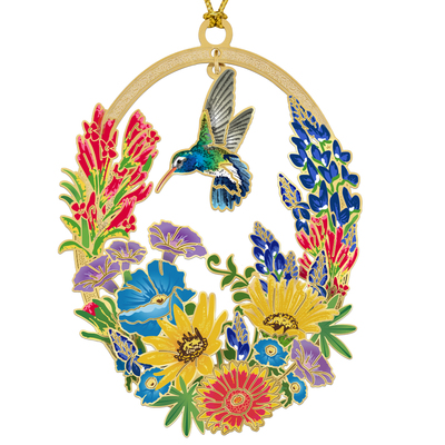 Hummingbird & Wildflowers: Texas Wildflower Ornament