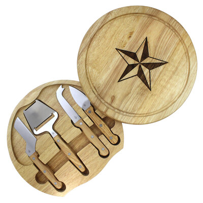 Texas Star Wood Cheese Board Set