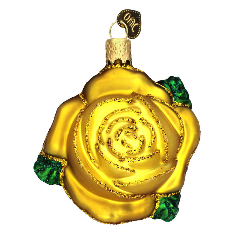 Yellow Rose Glass Ornament