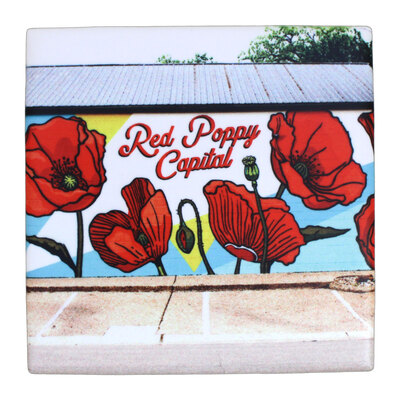Red Poppy Capitol Mural Coaster