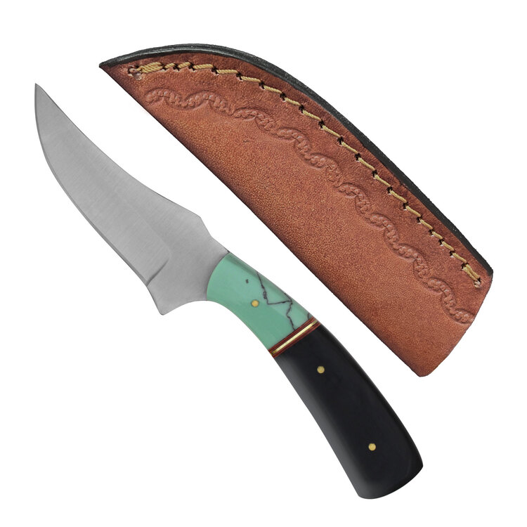 Turquoise & Black Handle Hunter Knife