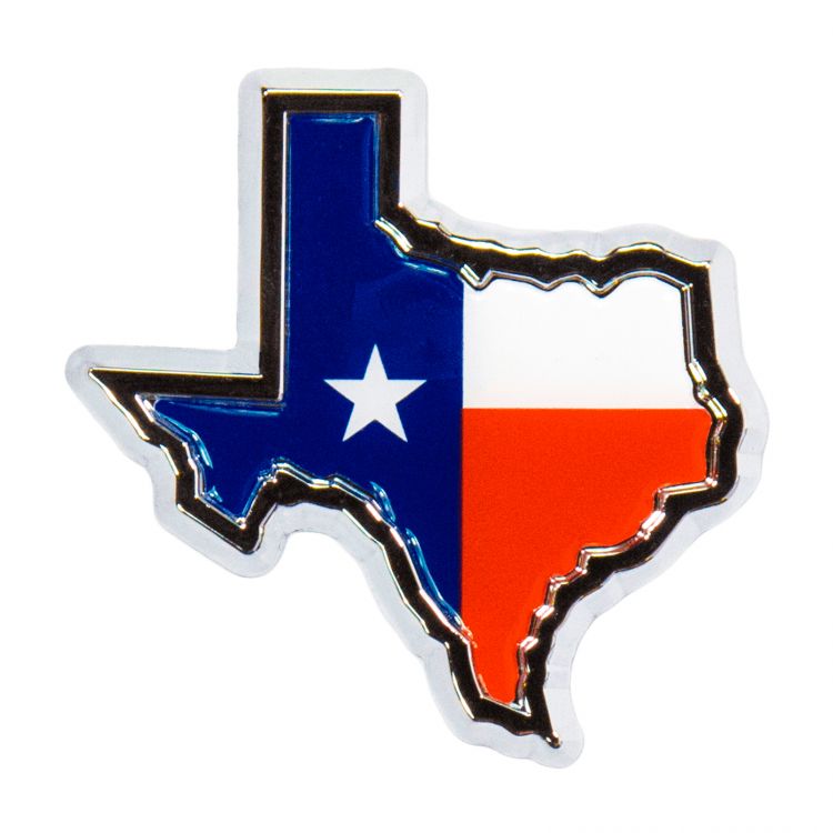 Texas Shaped State Flag Chrome Auto Emblem
